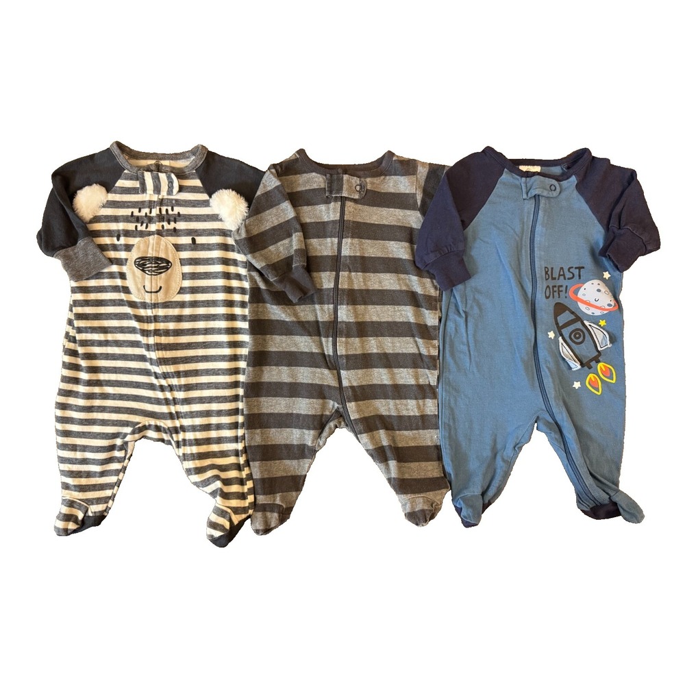 Baby Boy Newborn Sleepers Cotton Clothes Lot Bundle Sleep N Play Outfits Rocket